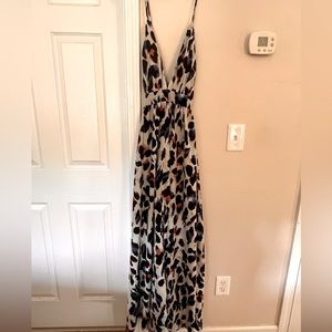 Deep plunge flowy maxi dress